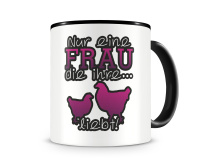 Tasse mit dem Motiv H�hner Liebe Tasse Modellnummer  schwarz/rosa