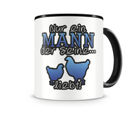 Tasse mit dem Motiv H�hner Liebe Tasse Modellnummer  schwarz/blau