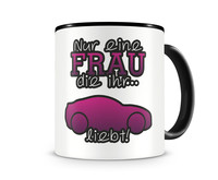 Tasse mit dem Motiv Auto Liebe Tasse Modellnummer  schwarz/rosa