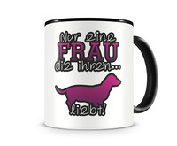 Tasse mit dem Motiv Dackel Liebe Tasse Modellnummer  schwarz/rosa