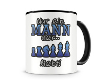 Tasse mit dem Motiv Schach Liebe Tasse Modellnummer  schwarz/blau