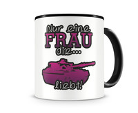 Tasse mit dem Motiv Panzer Liebe Tasse Modellnummer  schwarz/rosa