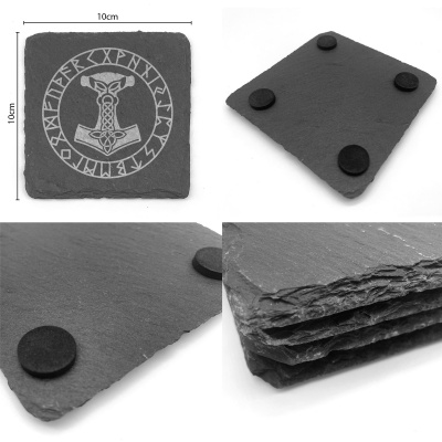 Untersetzer mit Mjlnir mit Runen Gravur - Ansicht 5
