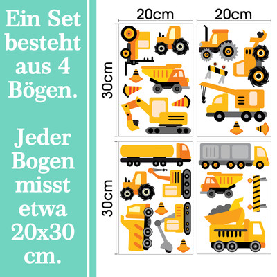 'Baustellenfahrzeuge' Wandtattoo Set - Ansicht 6