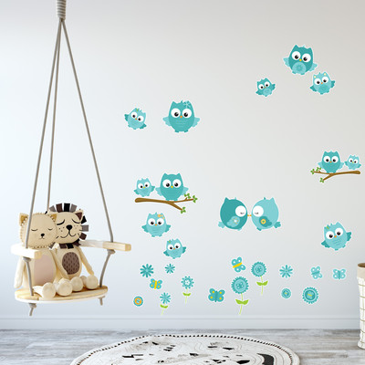 'Trkise Baby Eulen' Wandtattoo Set - Ansicht 2