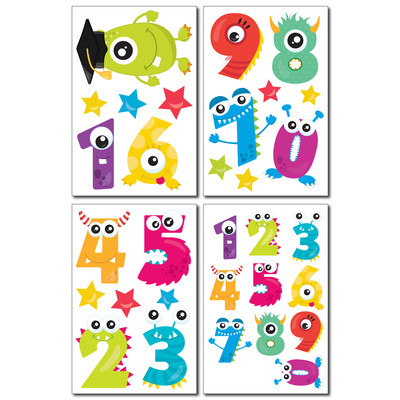  Zahlen Monster  Wandtattoo Set