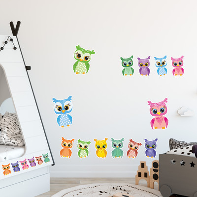 'Bunte Eulen' Wandtattoo Set - Ansicht 2