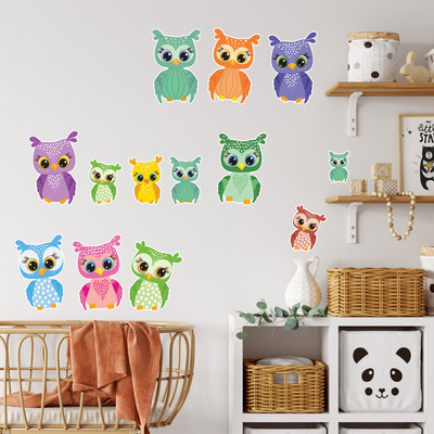 'Bunte Eulen' Wandtattoo Set - Ansicht 3