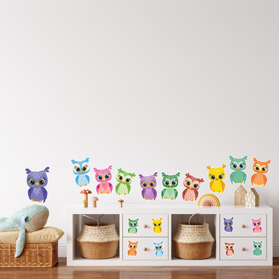 'Bunte Eulen' Wandtattoo Set - Ansicht 4