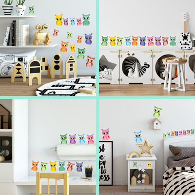 'Bunte Eulen' Wandtattoo Set - Ansicht 5