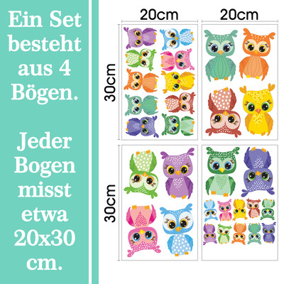 'Bunte Eulen' Wandtattoo Set - Ansicht 6