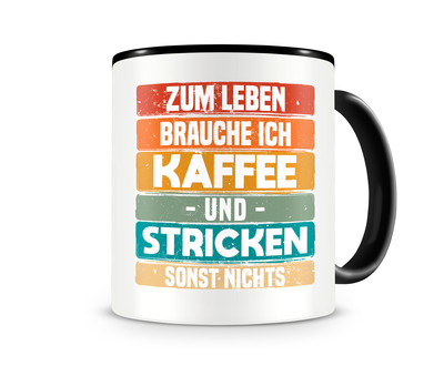 Tasse mit dem Motiv Kaffee und Stricken