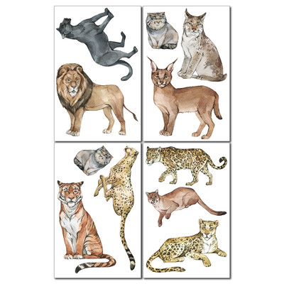  Lwen Tiger Katzen  Wandtattoo Set