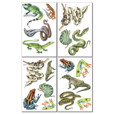  Reptilien und Amphibien  Wandtattoo Set