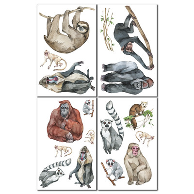  Affen und Gorillas  Wandtattoo Set