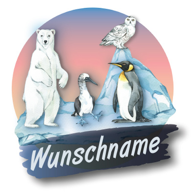 Buntes Wandtattoo Trschild "Eisbr Pinguine"