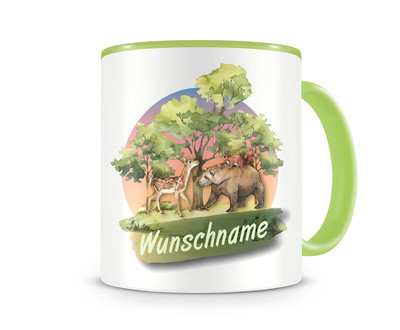 Tasse mit Br und Reh als Motiv