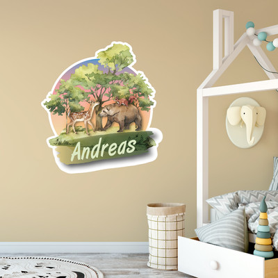 Buntes Wandtattoo Trschild 