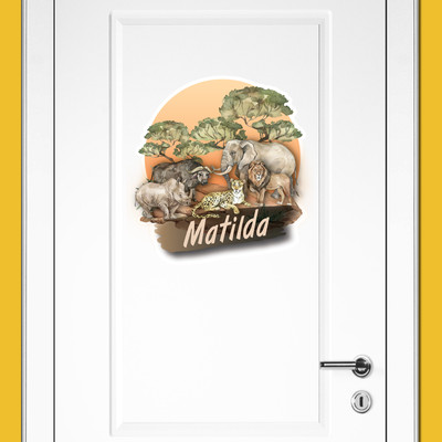 Buntes Wandtattoo Türschild 
