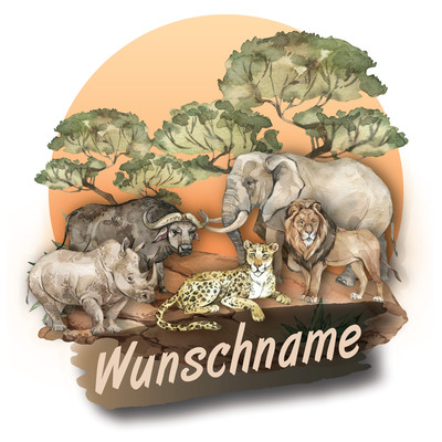 Buntes Wandtattoo Trschild  Big Five 