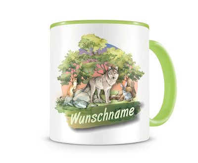 Tasse mit Wolf als Motiv