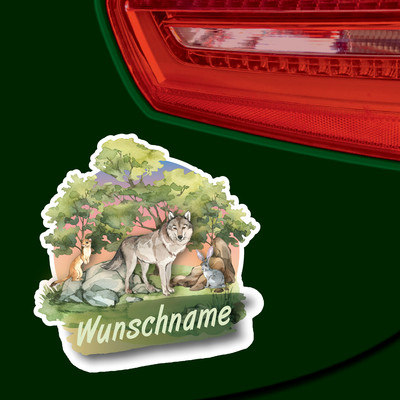 Wolf Aufkleber mit Namen - Ansicht 3