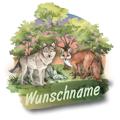 Wolf und Fuchs Aufkleber mit Namen