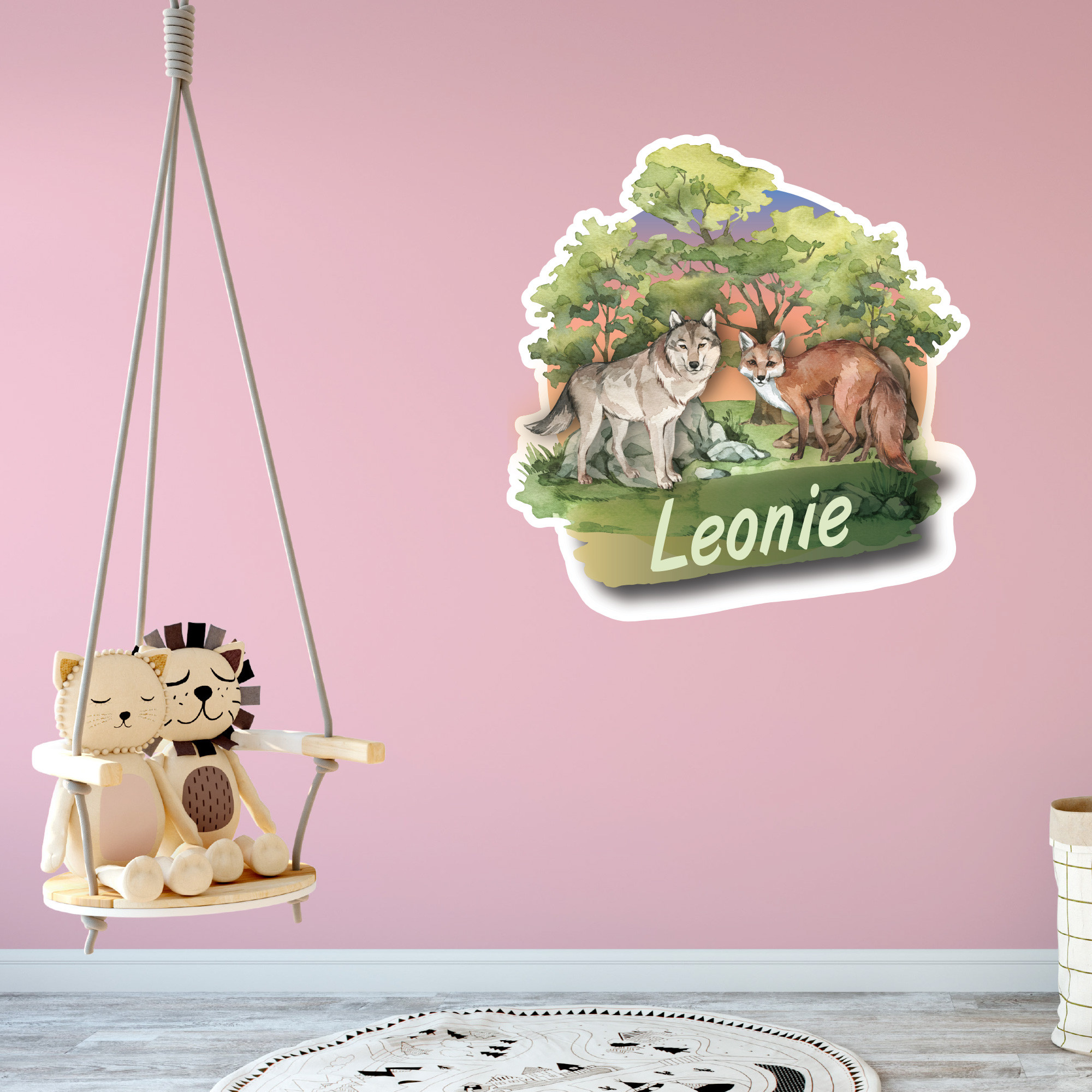 Eigener Name als Wandtattoo Wolf und Fuchs Wandtattoo Türschild mit Name personalisierbar