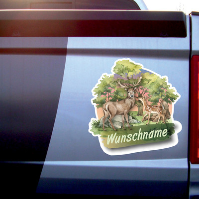 Hirsch und Reh Aufkleber mit Namen - Ansicht 2