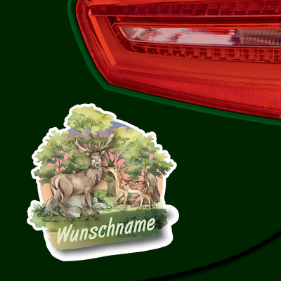 Hirsch und Reh Aufkleber mit Namen - Ansicht 3