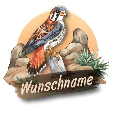 Buntes Wandtattoo Trschild  Raubvogel Falke 