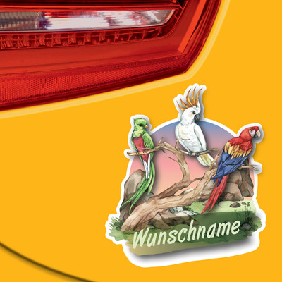 Papagei und bunte Vgel Aufkleber mit Namen - Ansicht 2