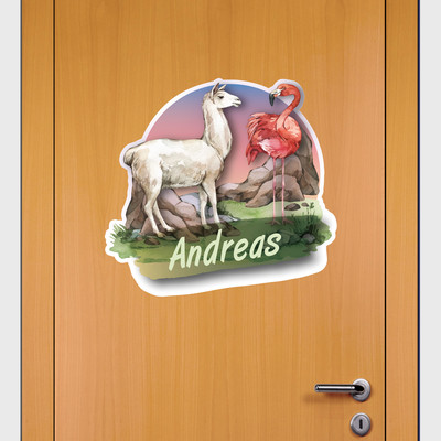 Buntes Wandtattoo Türschild 