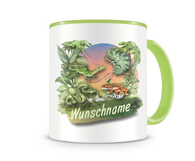 Tasse mit Gecko und Chamleon als Motiv