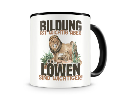 Tasse mit dem Motiv Bildung Wichtig Lwen Wichtiger