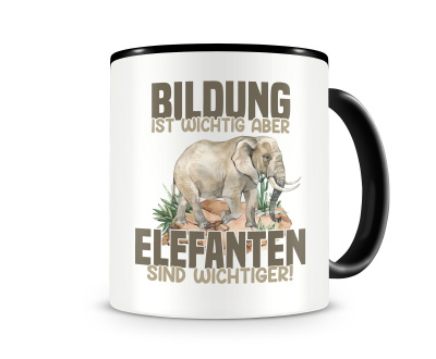 Tasse mit dem Motiv Bildung Wichtig Elefanten Wichtiger