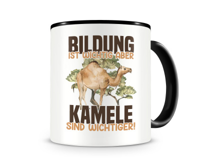 Tasse mit dem Motiv Bildung Wichtig Kamele Wichtiger