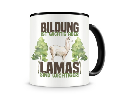 Tasse mit dem Motiv Bildung Wichtig Lamas Wichtiger
