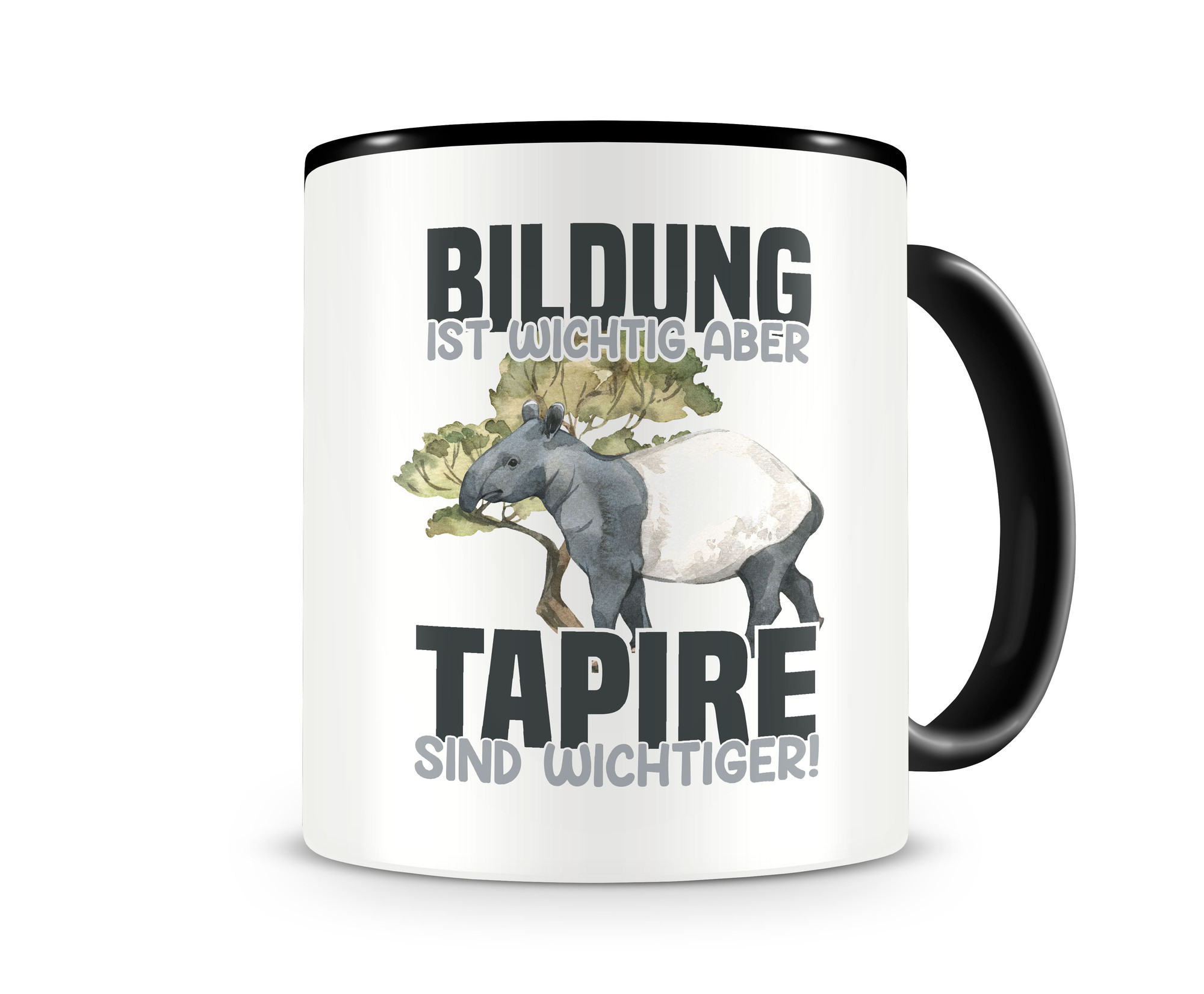 Tasse mit dem Motiv Tapir Tassen  Modellnummer 004717-070-070  schwarz/schwarz