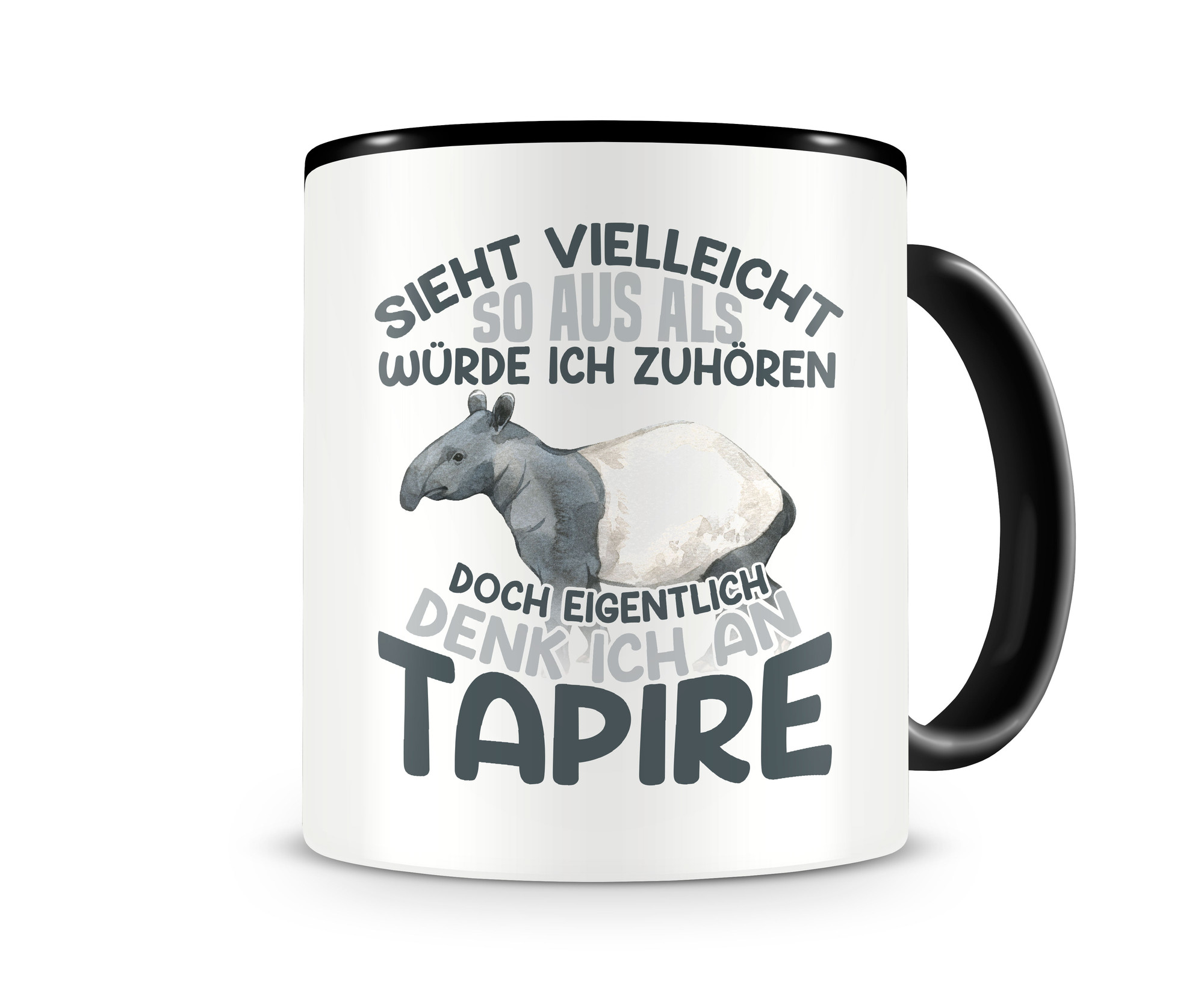 Tasse mit dem Motiv Tapir Tassen  Modellnummer 004719-070-070  schwarz/schwarz
