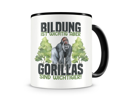 Tasse mit dem Motiv Bildung Wichtig Gorillas Wichtiger