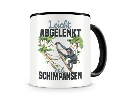 Tasse mit dem Motiv Leicht abgelenkt von Schimpansen