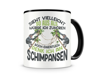 Tasse mit dem Motiv Sieht vielleicht so aus Schimpansen