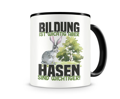 Tasse mit dem Motiv Bildung Wichtig Hasen Wichtiger