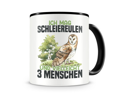 Tasse mit dem Motiv Ich mag Schleiereulen