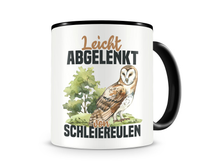Tasse mit dem Motiv Leicht abgelenkt von Schleiereulen