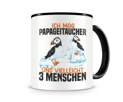 Tasse mit dem Motiv Ich mag Papageitaucher