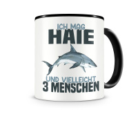 Tasse mit dem Motiv Ich mag Haie Tasse Modellnummer  schwarz/schwarz