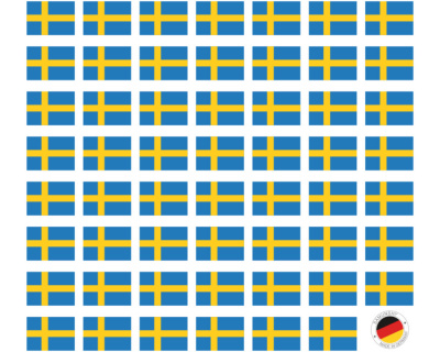 Aufkleber Set mit 55 Schweden Flaggen