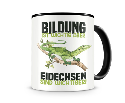 Tasse mit dem Motiv Bildung Wichtig Eidechsen Wichtiger